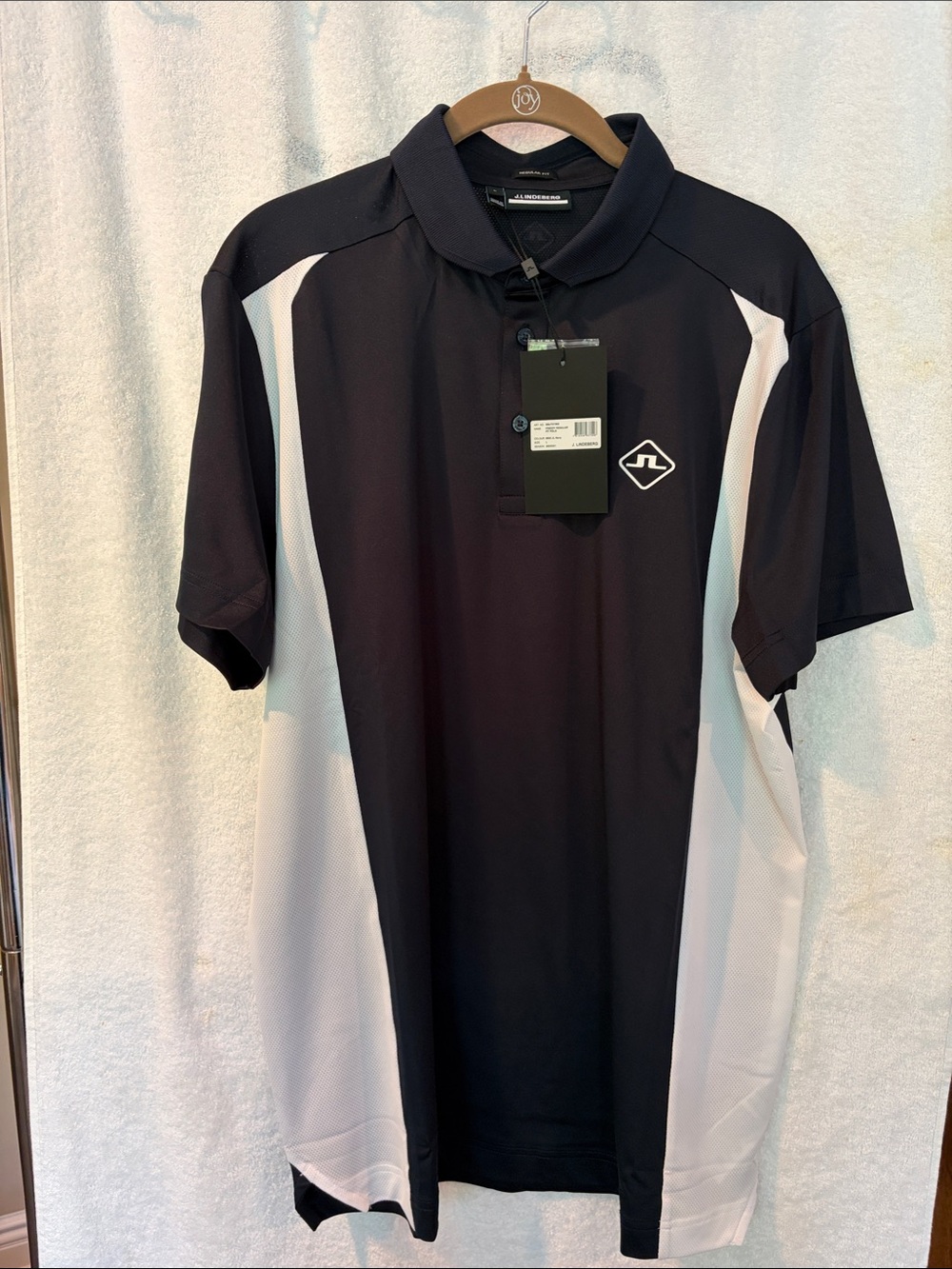 J.Lindeberg Black and White Athletic Golf Polo